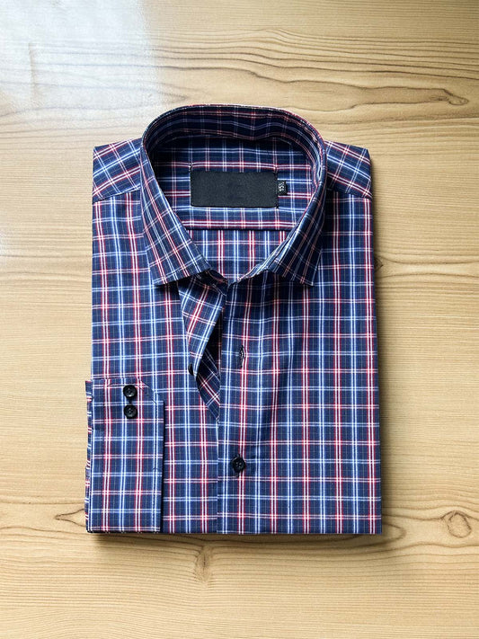 Blue Checks Formal Dress Shirt For Men MFS531