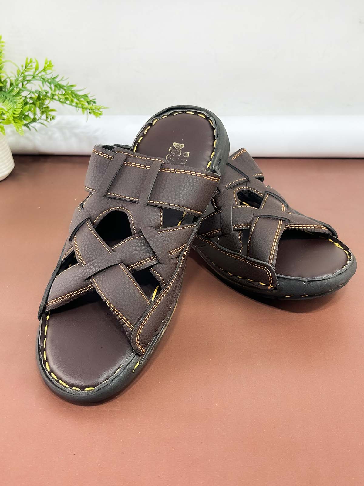 Brown Casual Slippers for Men MC155