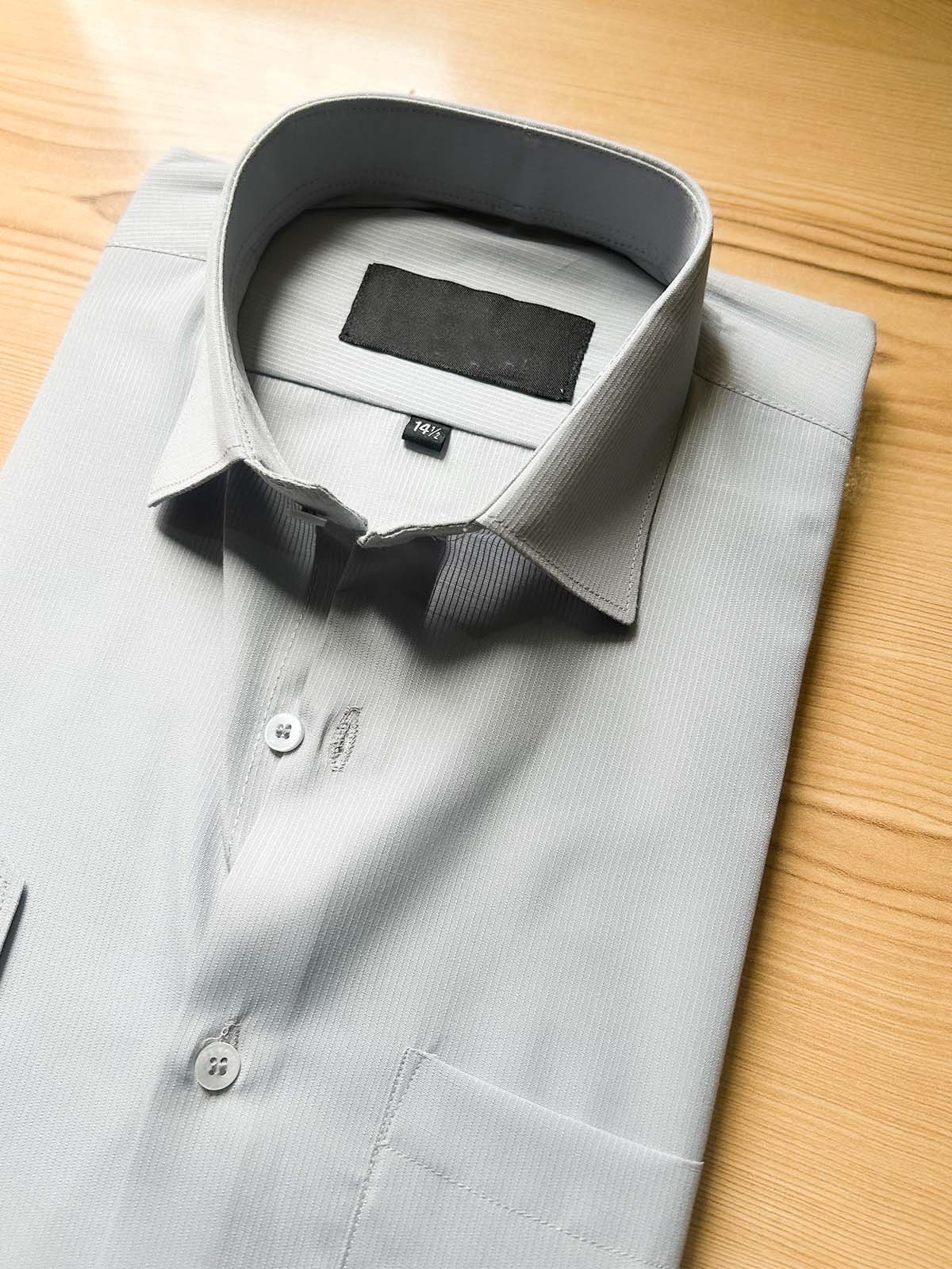 Light Grey Self Formal Dress Shirt For Men MFS562