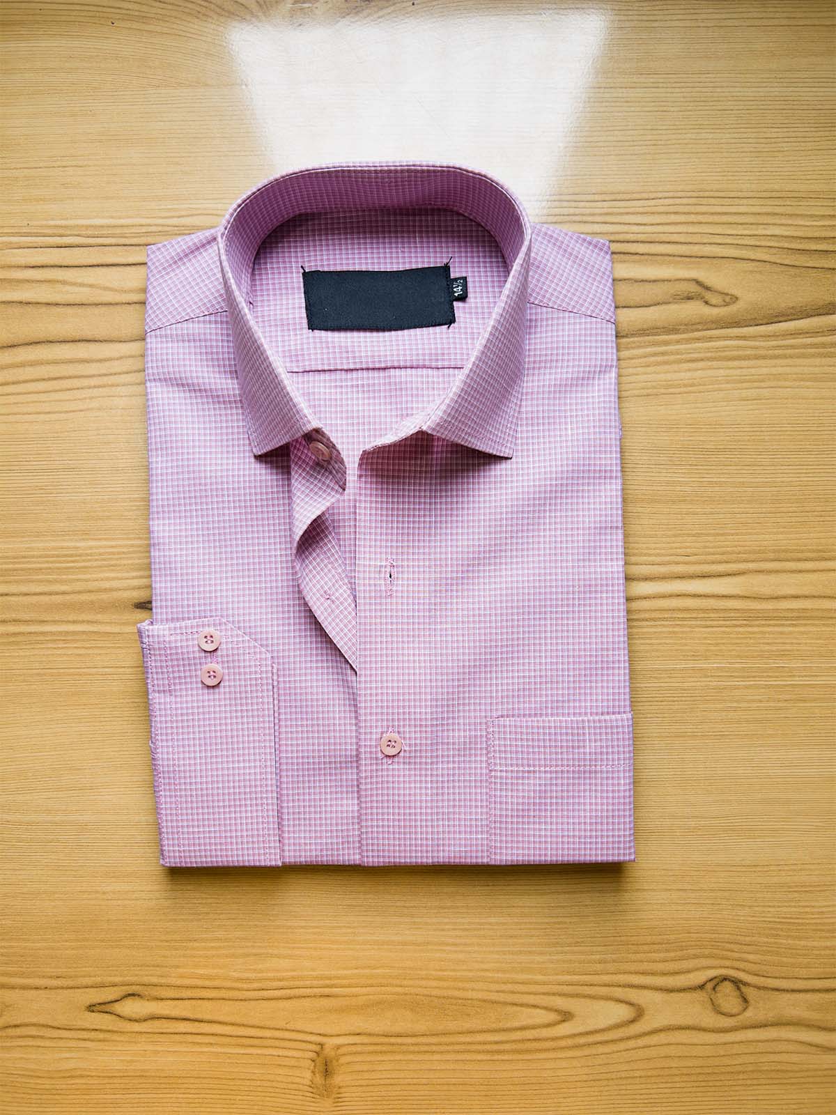 Pink Micro Checks Formal Dress Shirt For Men MFS430
