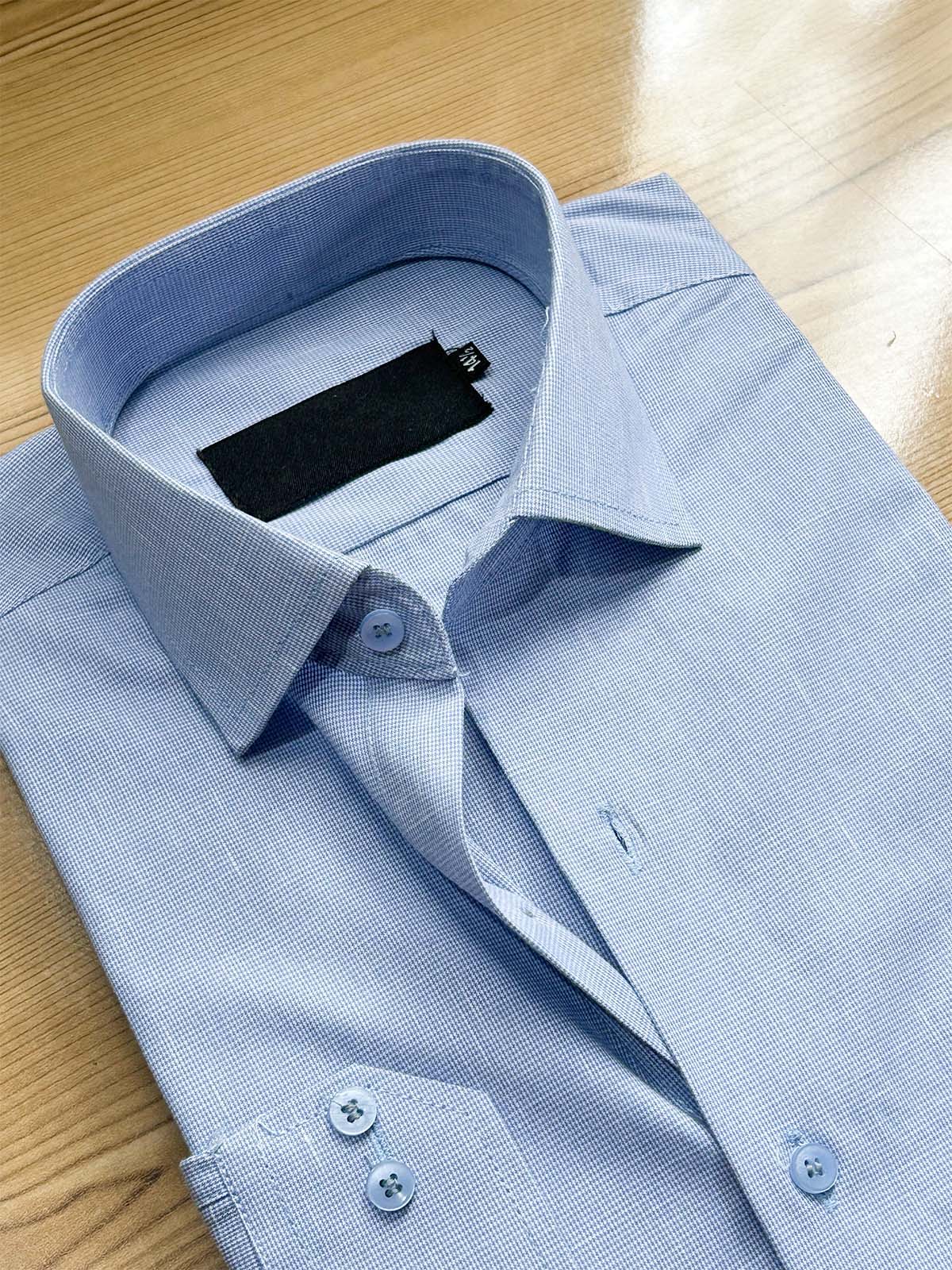 Blue Micro Checks Formal Dress Shirt For Men MFS433
