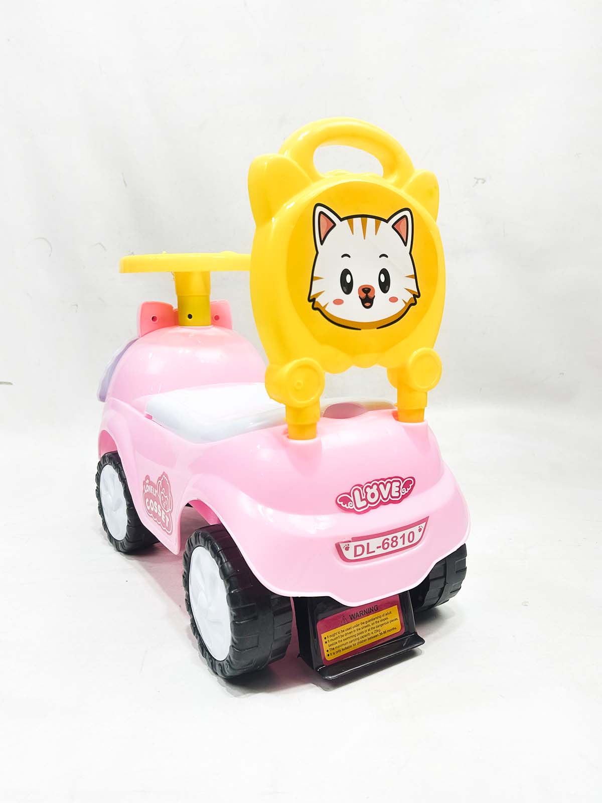 Cat Pink 4 Wheel Ride On Push Car For Kids