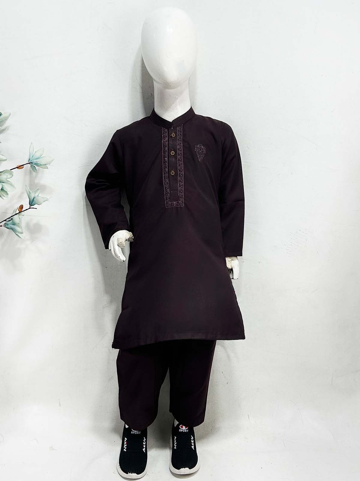 5Yrs - 14Yrs Burgundy Kameez Shalwar Suit For Boy AM BKS204