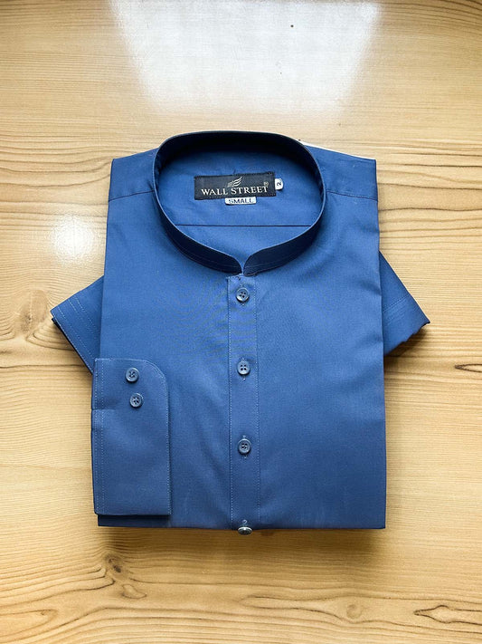 955A-7 MSK475 Blue 100% Cotton Stitched Suit Sherwani Collar Kameez Shalwar For Men