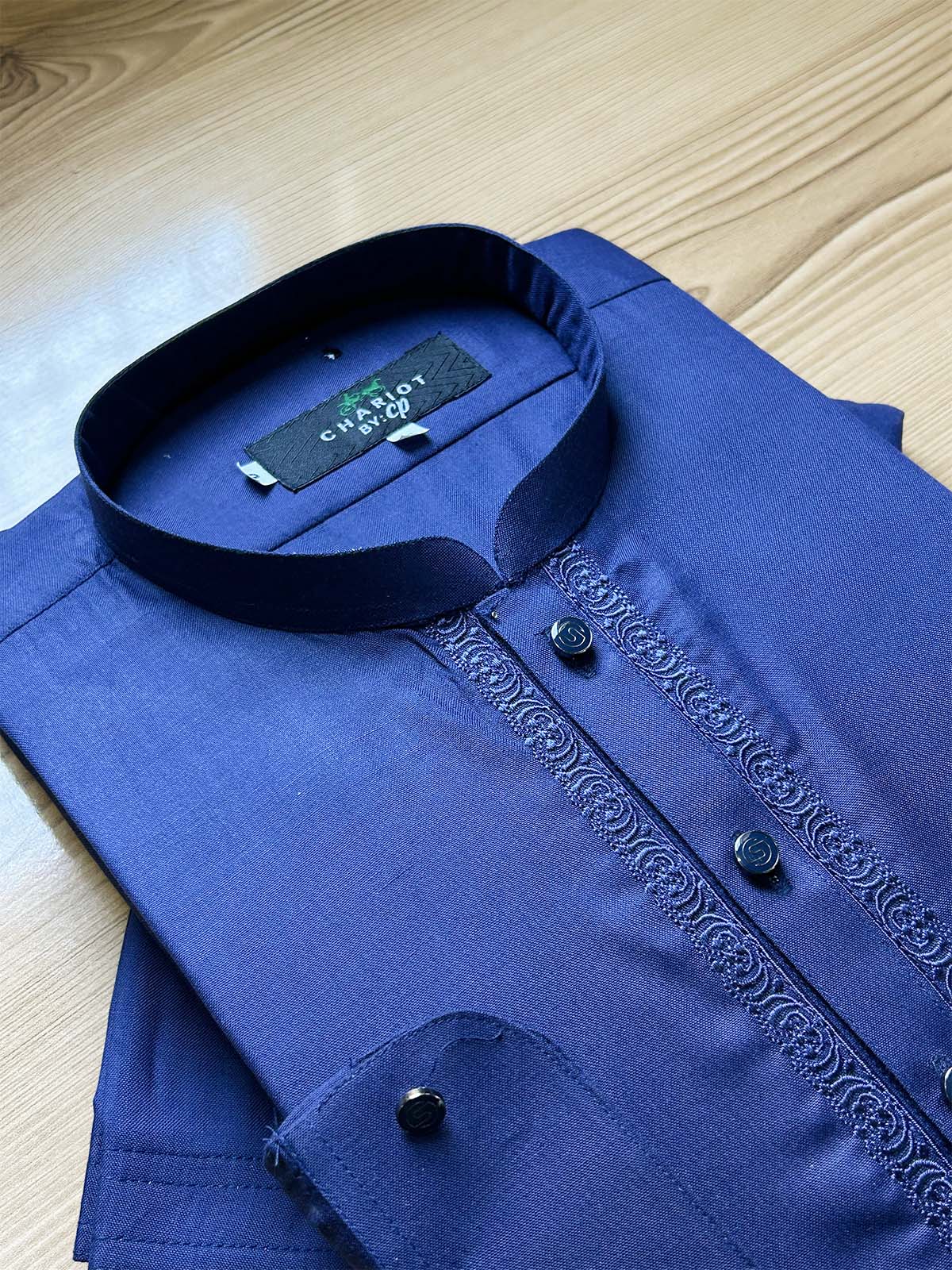 954B-8 Ink Blue Stitched Suit Sherwani Collar Kameez Shalwar For Men MSK361