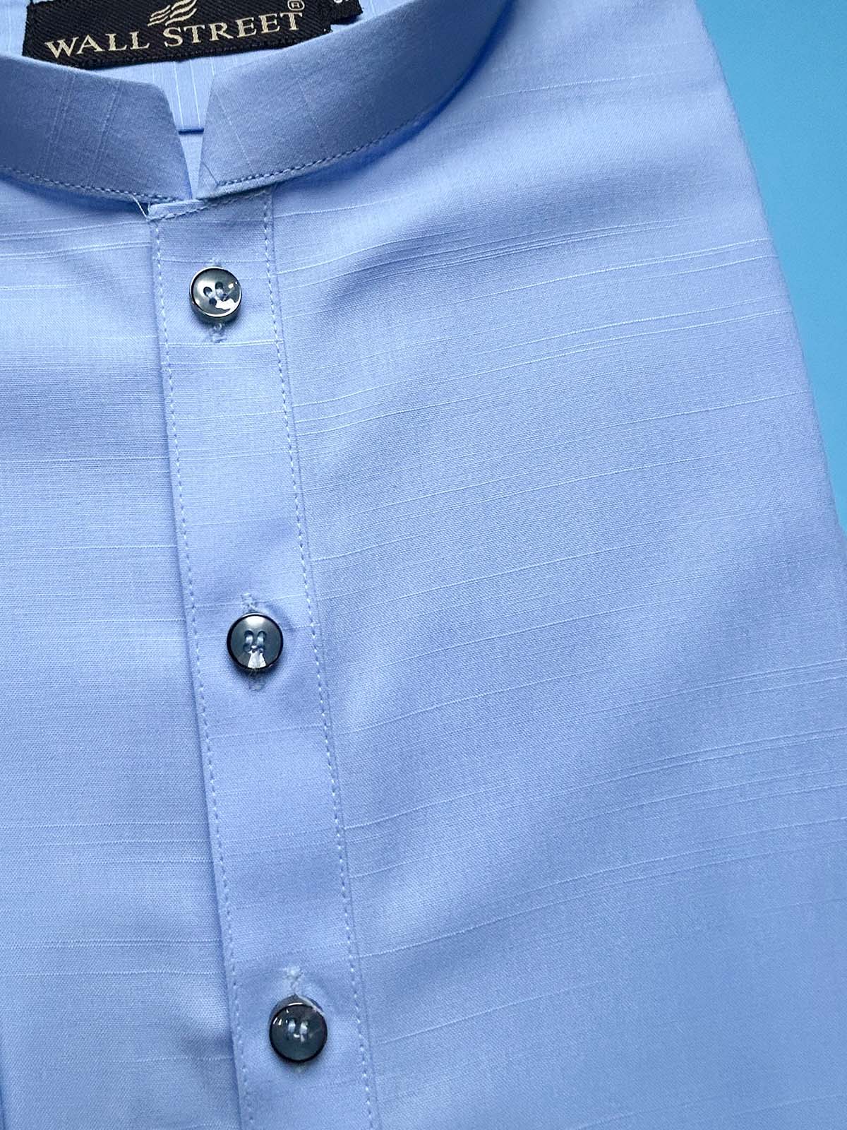 P923-8 Sky Blue Stitched Suit Sherwani Collar Kurta Pajama For Men MSK382