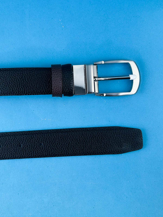 2 in 1 Black and Brown Faux Leather Belt For Men MB92