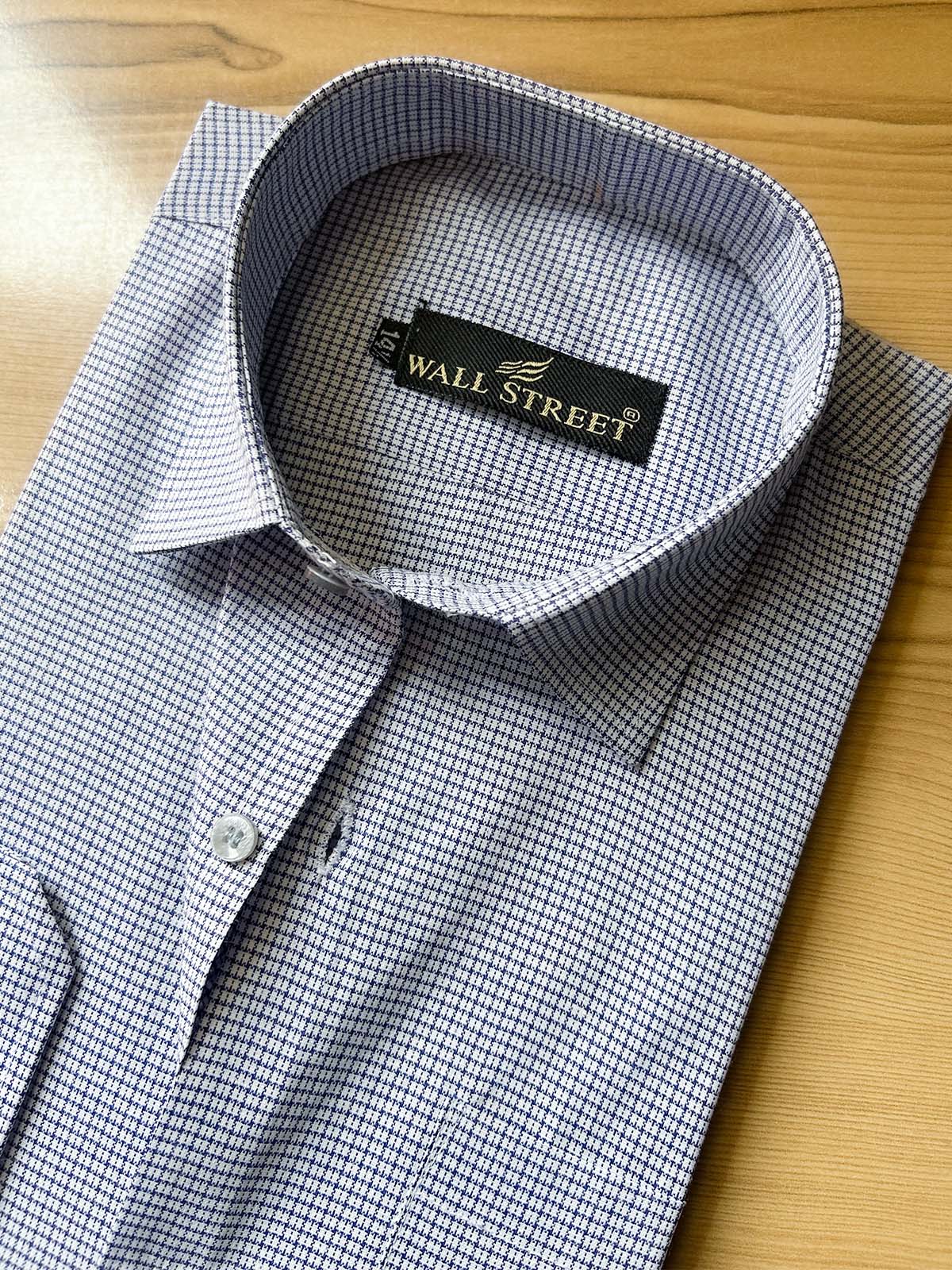 Blue Micro Checks Formal Dress Shirt For Men MFS554 – The Cut Price