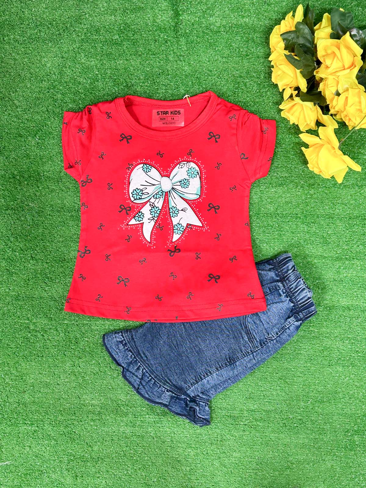 1Yr - 4Yrs Bow Red Suit For Girls SK GS398