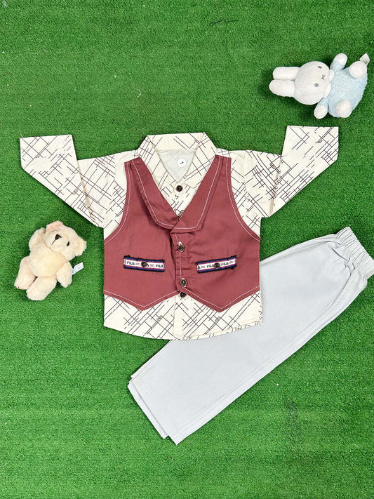 3Mth - 9Mth Maroon Baba Suit For Newborns NBS635