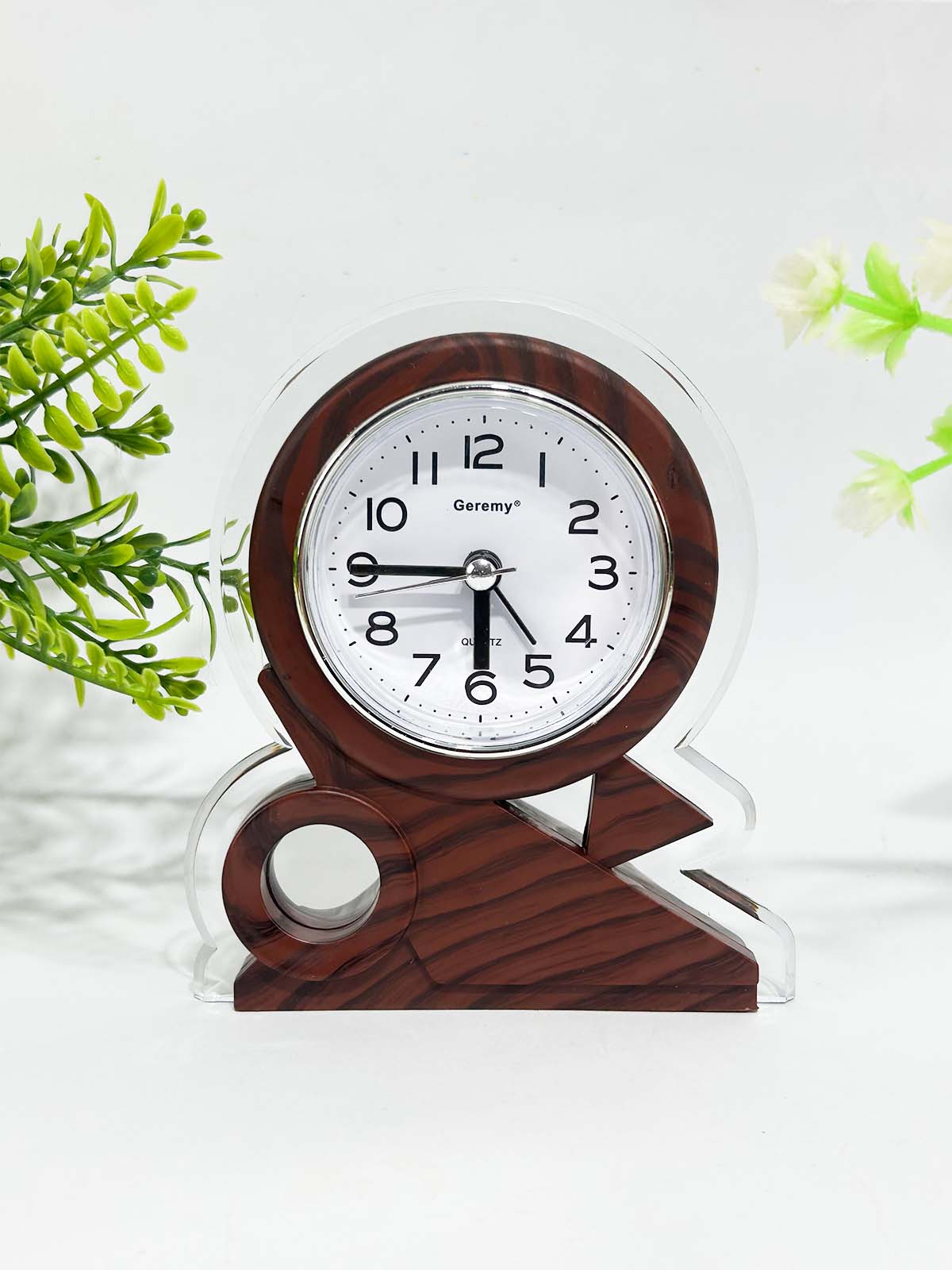 Dark Brown Table Clock With Alarm WTB43