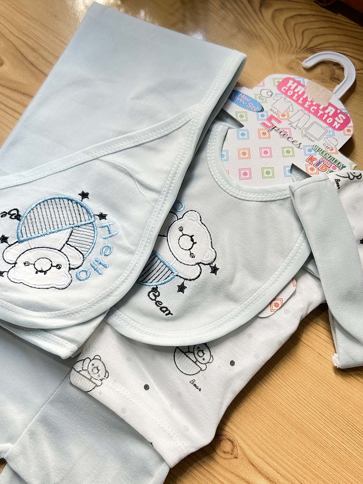 0Mth - 3Mth Sky Blue 5Pcs Gift Set For Newborn HG NBGS353