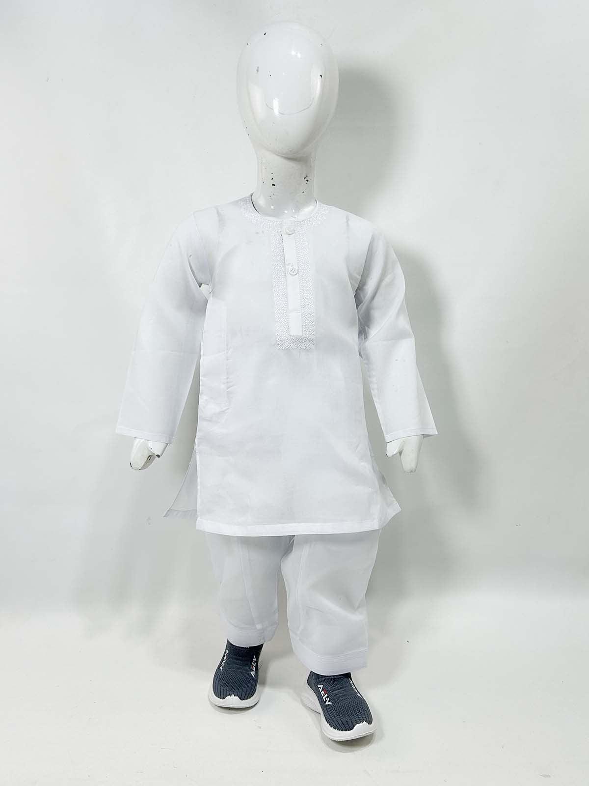 2Yrs - 14Yrs AB Neil White Boys Kurta Shalwar Cotton BKS147