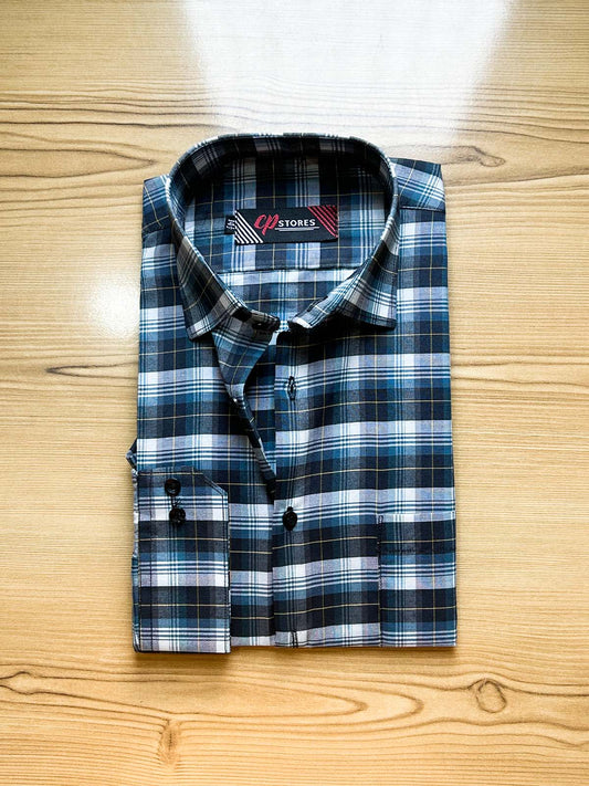 T Black Checks Formal Dress Shirt For Men MFS455