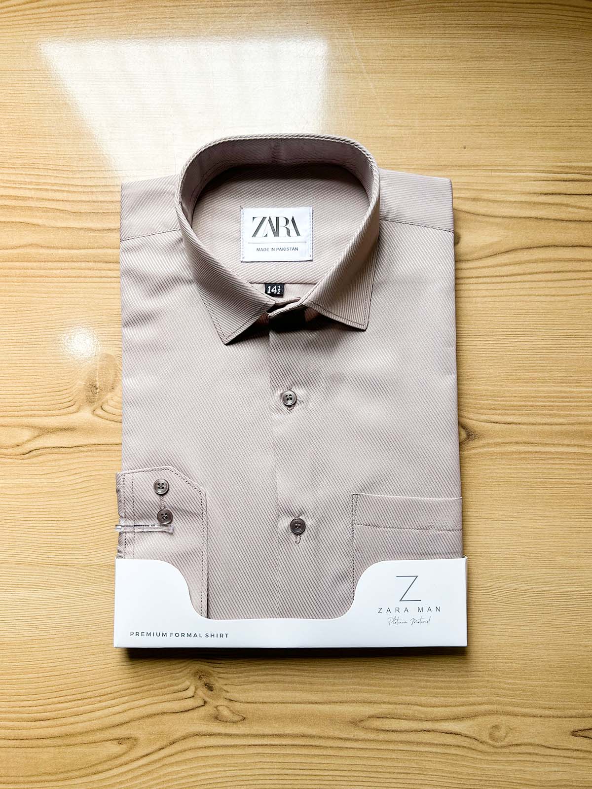 Peach Self Textured Formal Dress Shirt For Men MFS570