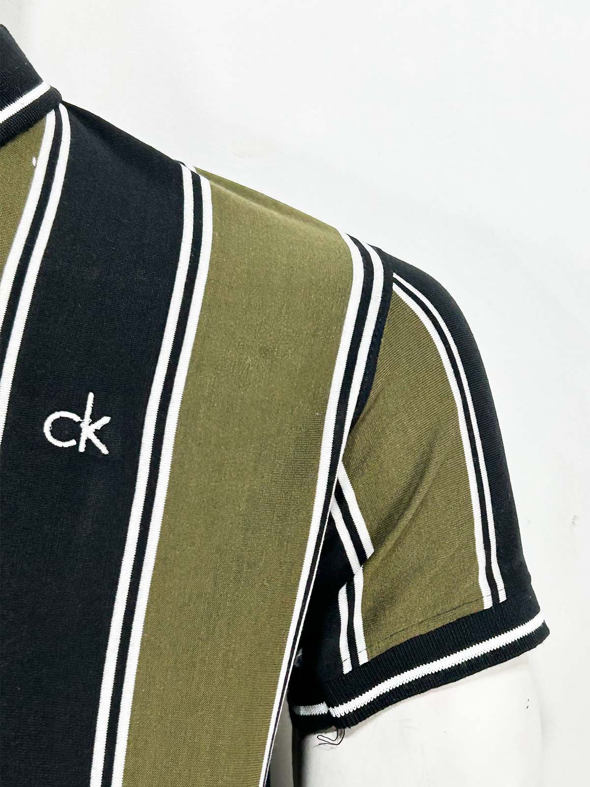 Green Striped Polo T-Shirt For Men MTS458