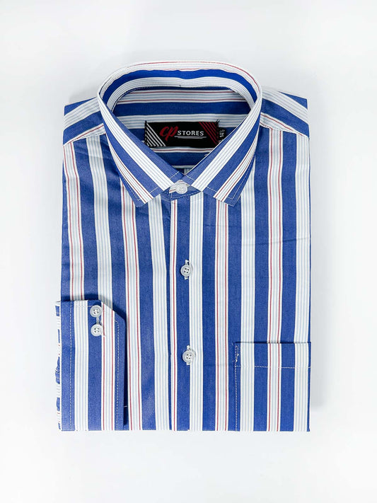 Blue Stripes Formal Dress Shirt For Men MFS405