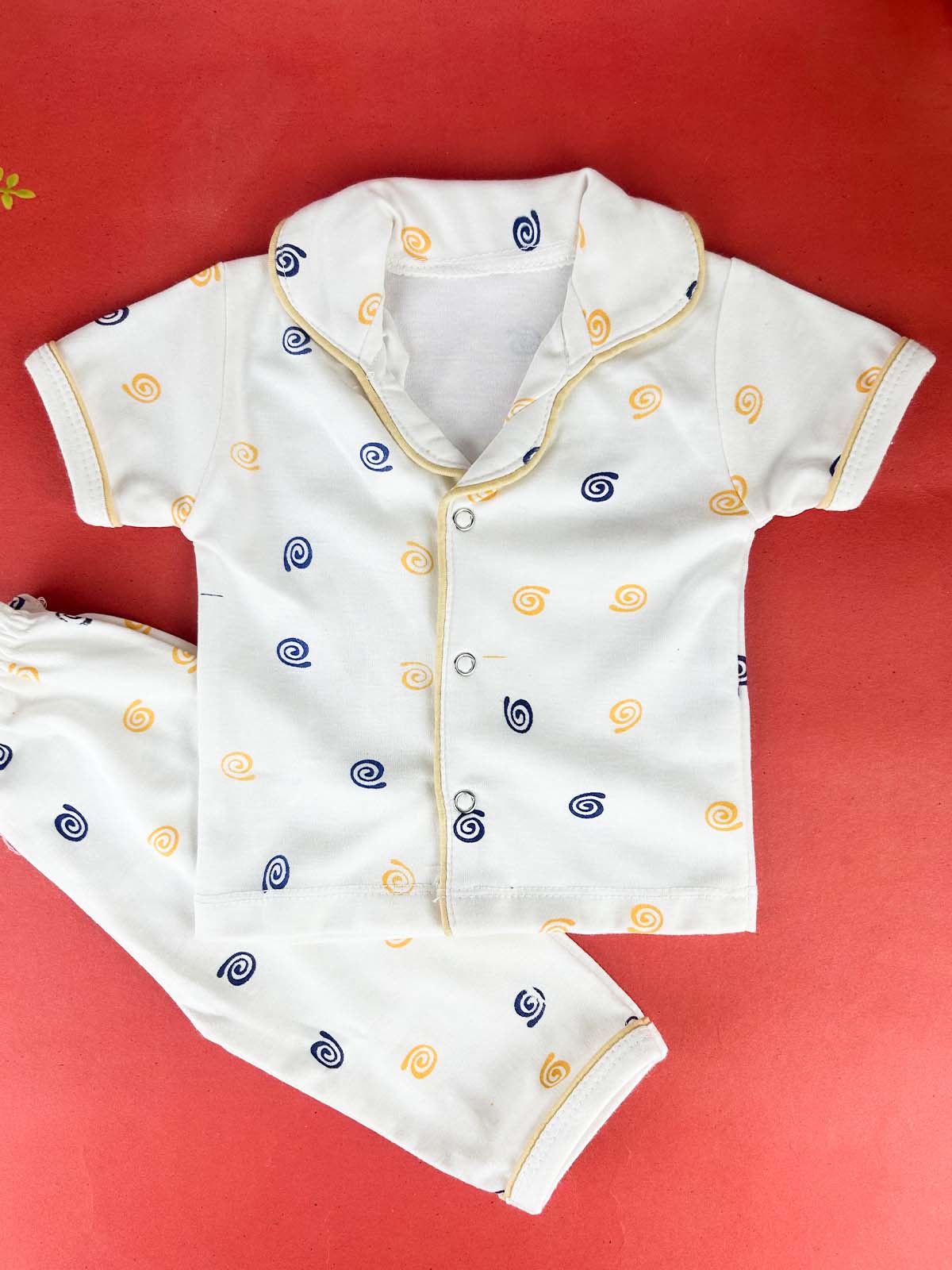 3Mth - 9Mth White Night Suit For Newborn NBS786