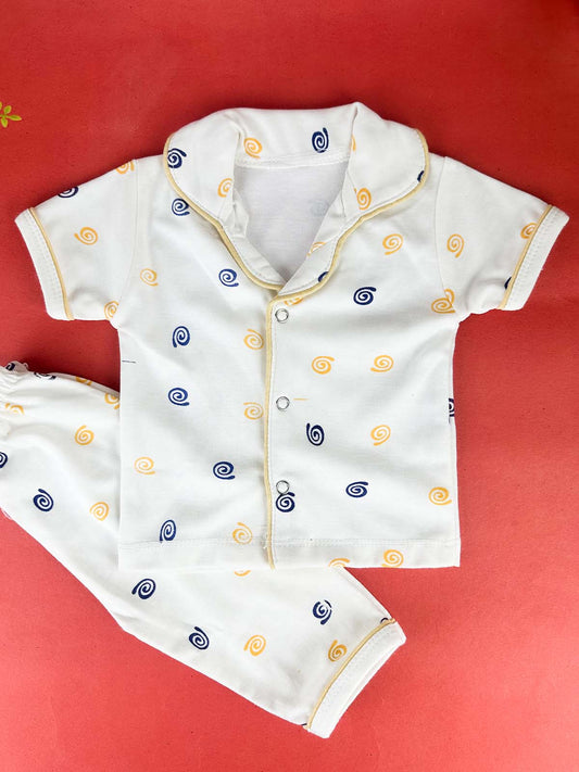 3Mth - 9Mth White Night Suit For Newborn NBS786