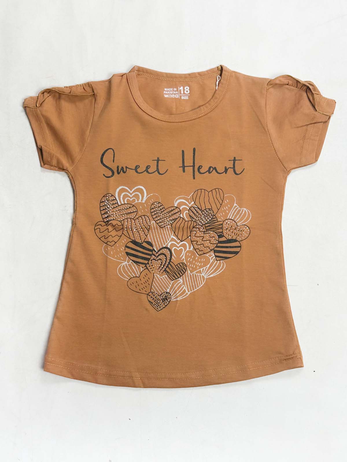 2Yrs - 7Ys Sweet Heart Brown T-Shirt For Girls SK GTS121
