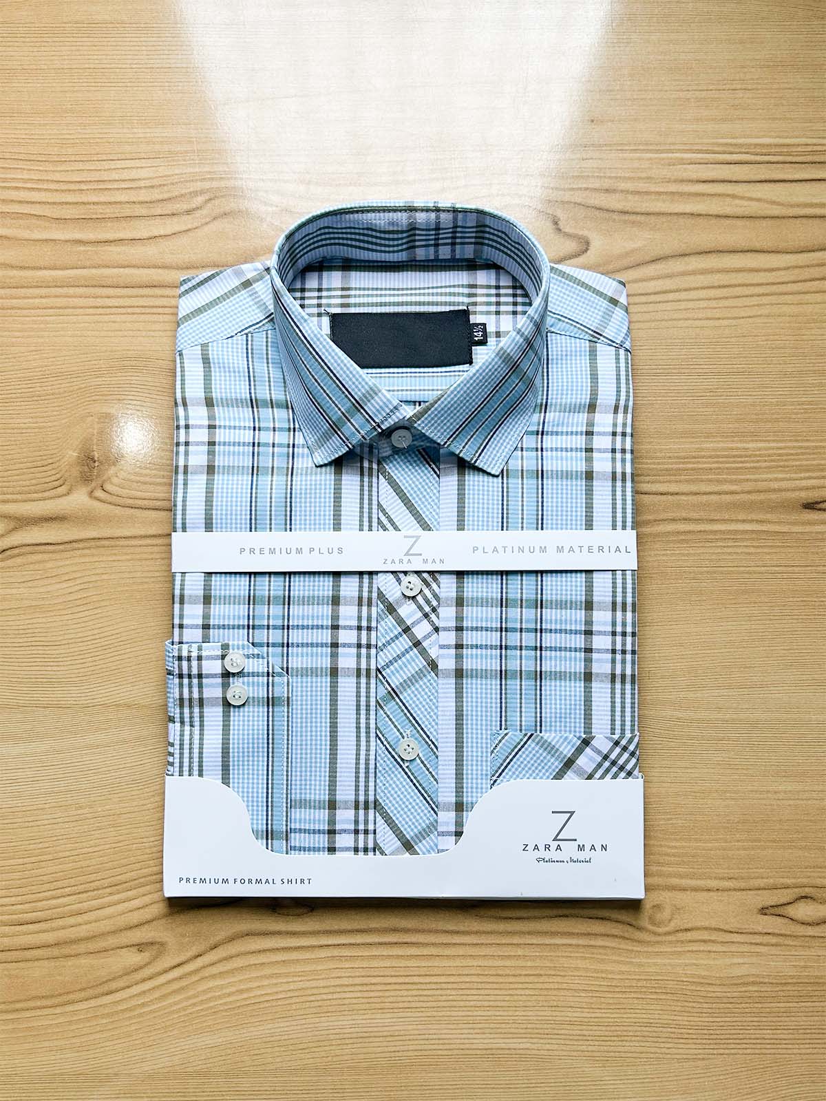 F Blue Checks Formal Dress Shirt For Men MFS513