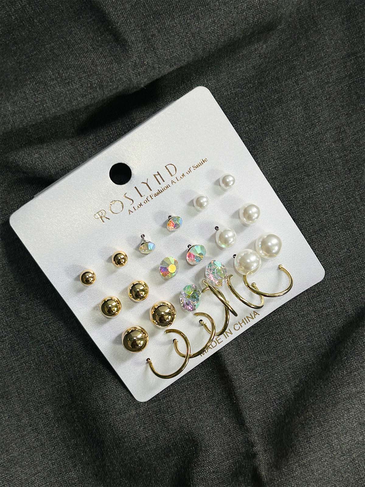 Pack Of 12 Multi Stud Earrings Set WGN35