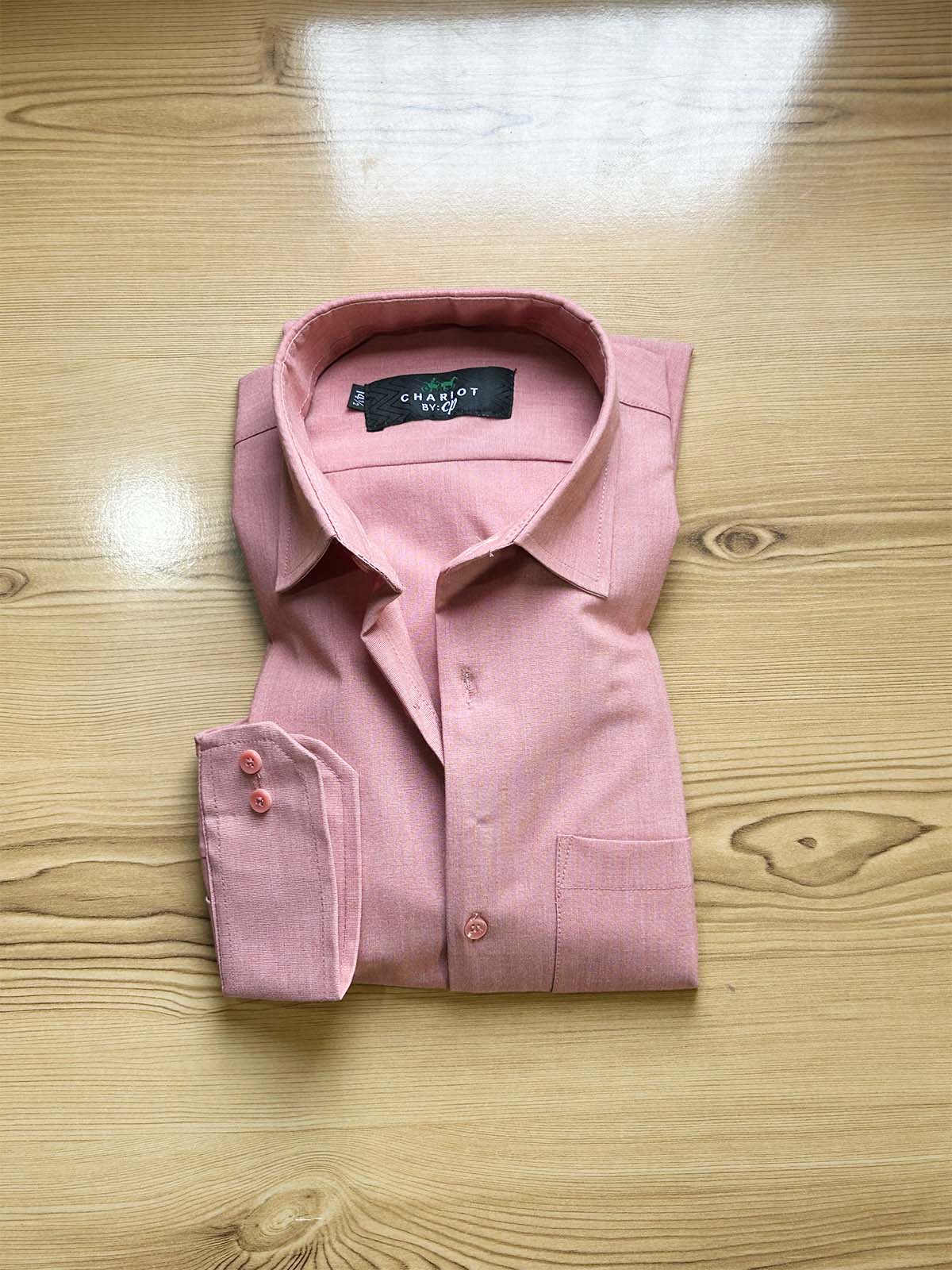 Blush Pink Chambray Formal Dress Shirt For Men MFS426