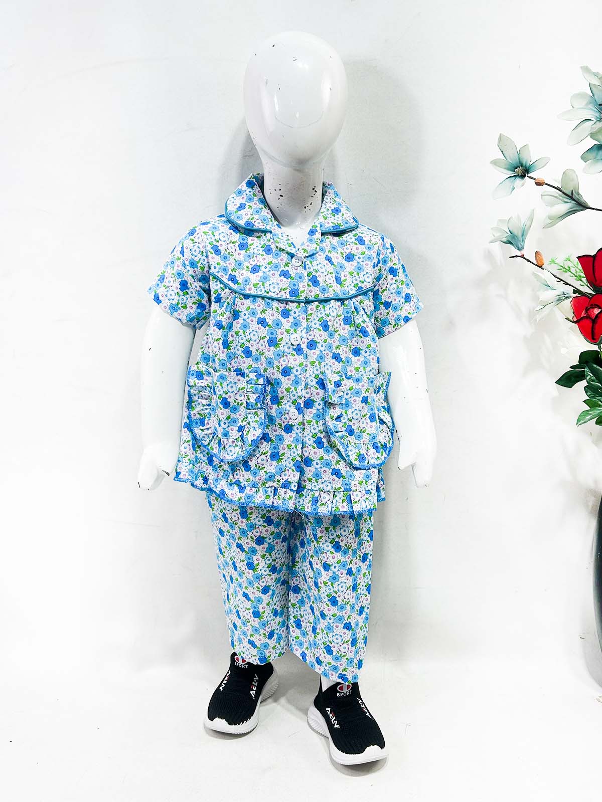 1Yrs - 5Yrs Blue Cotton Night Suit For Girls NG GNS29