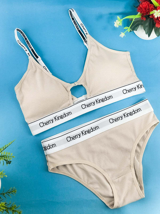 Seamless Beige Padded Bra Panty Set for Girls and Women LB81