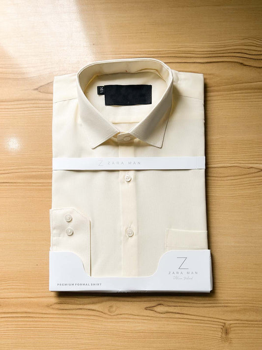 Cream Self Formal Dress Shirt For Men MFS563