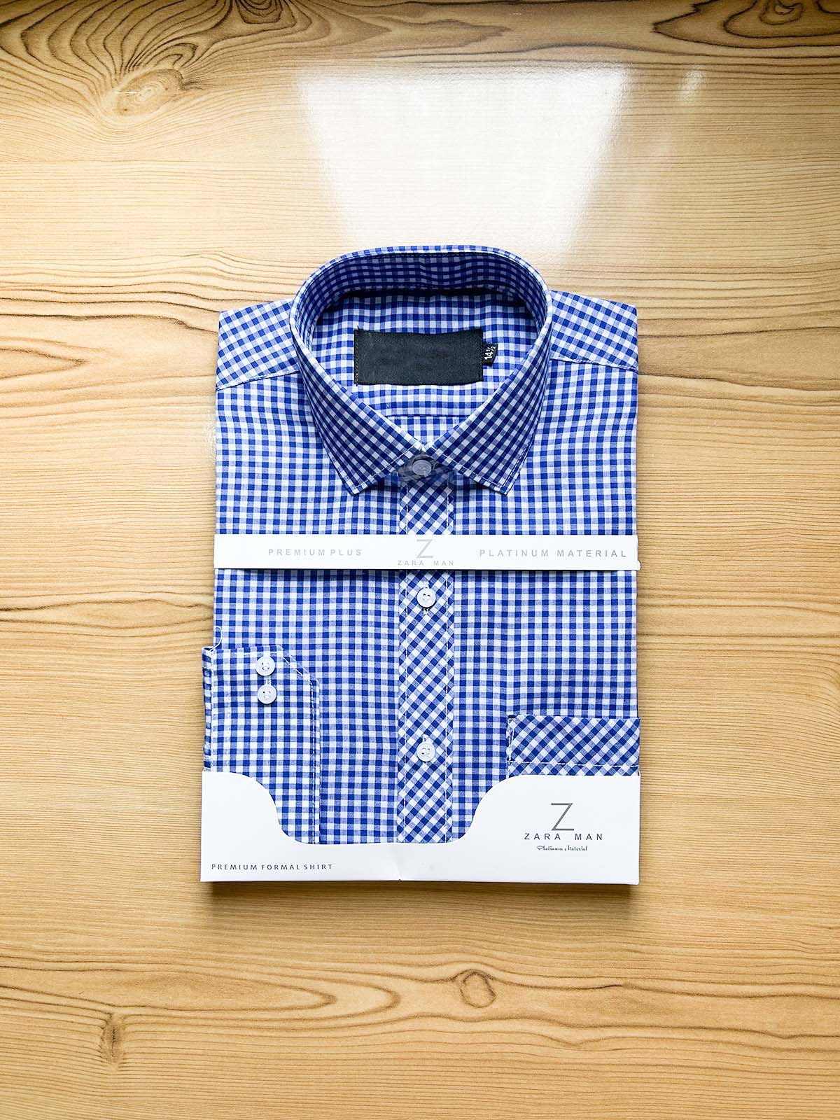 Blue Mini Checks Formal Dress Shirt For Men MFS434
