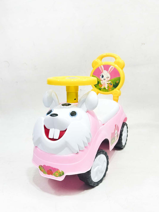 Rabbit Pink 4 Wheel Ride On Push Car For Kids