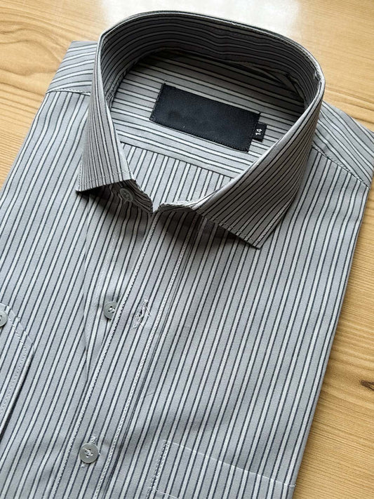 Grey Lines Formal Dress Shirt For Men MFS558