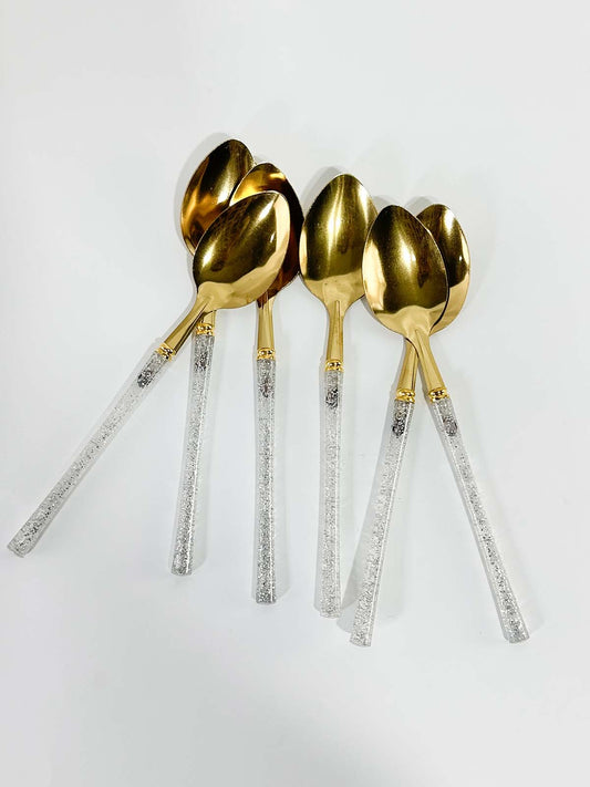 Pack of 6 Golden Table Spoons D112