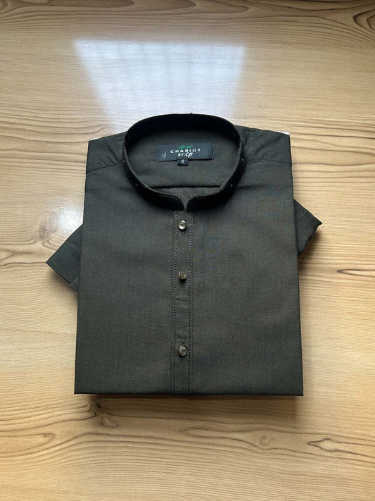 18/2-5 MSK505 Dark Olive Stitched Suit Sherwani Collar Kameez Shalwar For Men