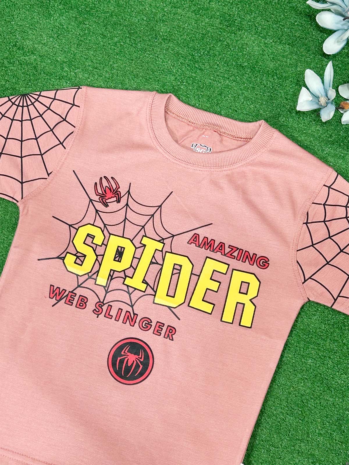 3Yrs - 7Yrs Spider Pink T-Shirt For Boys SG BTS125