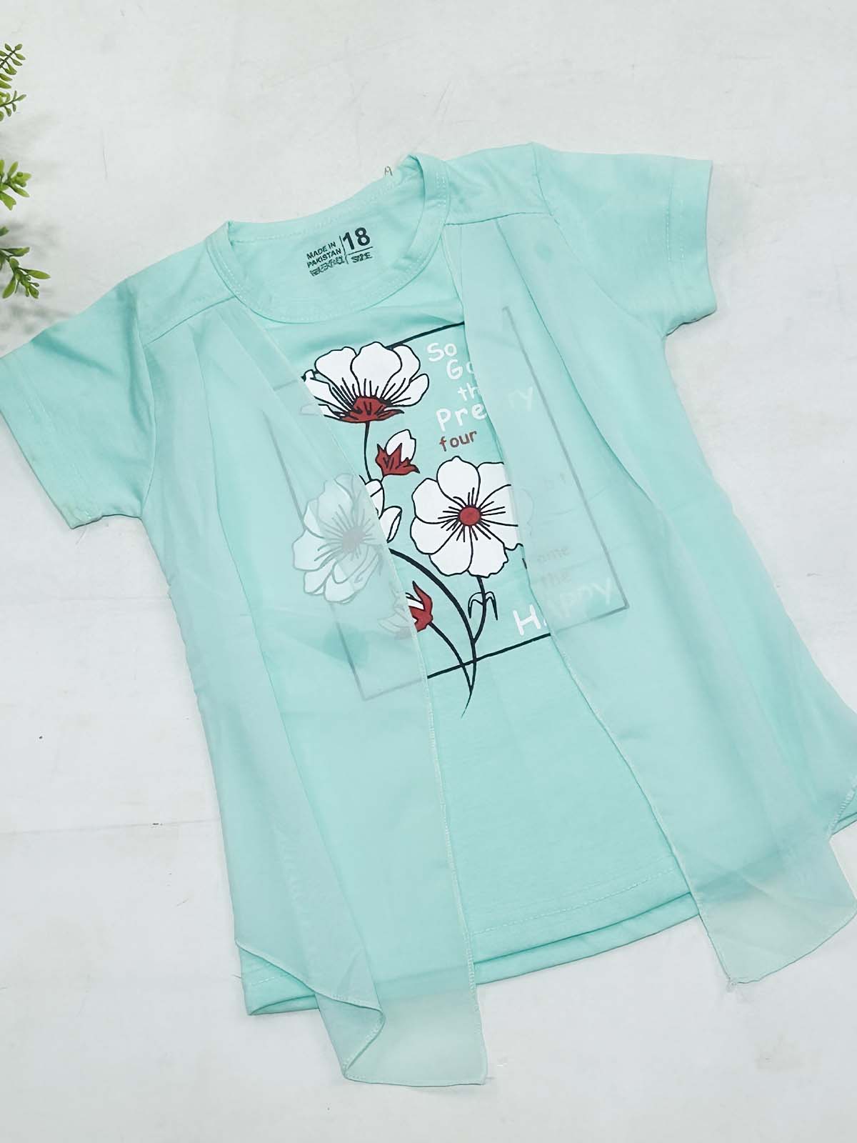 2Yrs - 7Ys Floral Geen T-Shirt For Girls SK GTS99