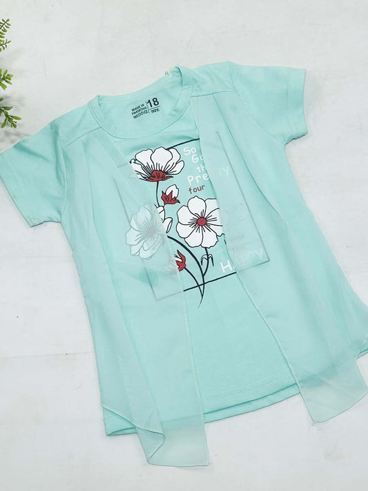2Yrs - 7Ys Floral Geen T-Shirt For Girls SK GTS99