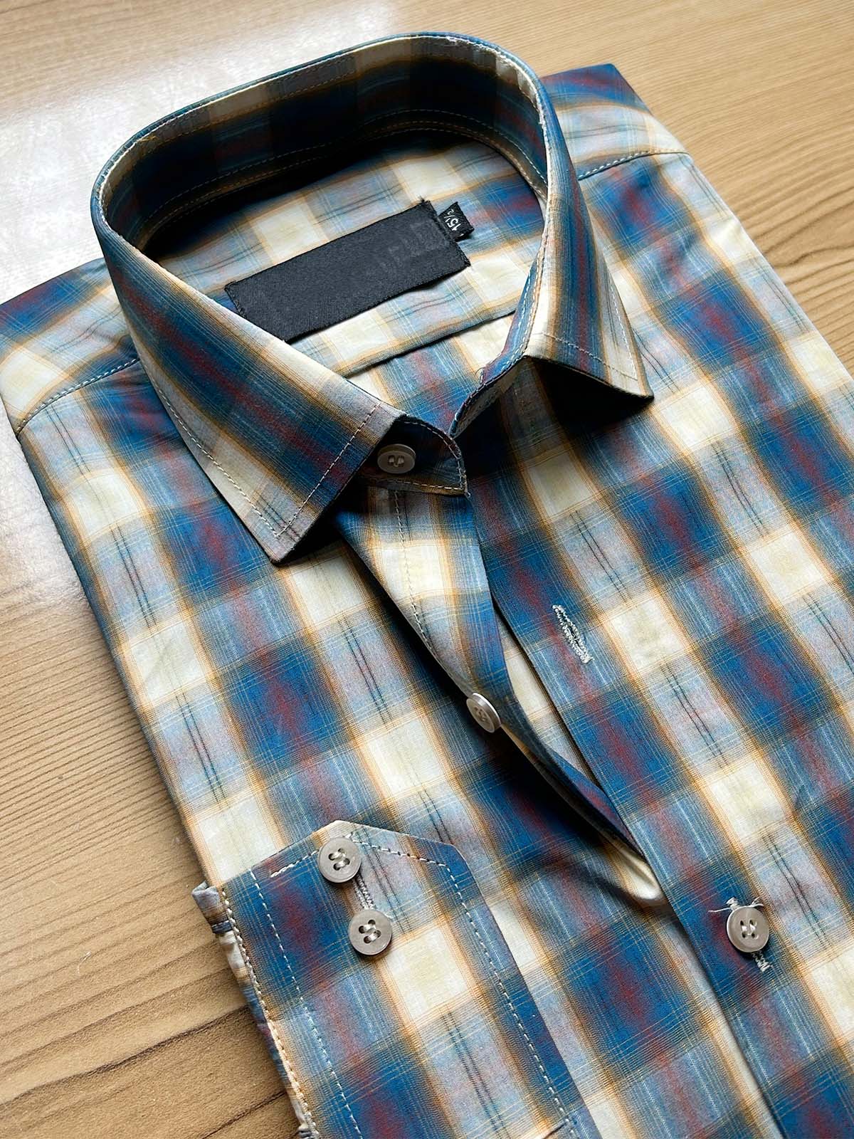 B Blue Checks Formal Dress Shirt For Men MFS443