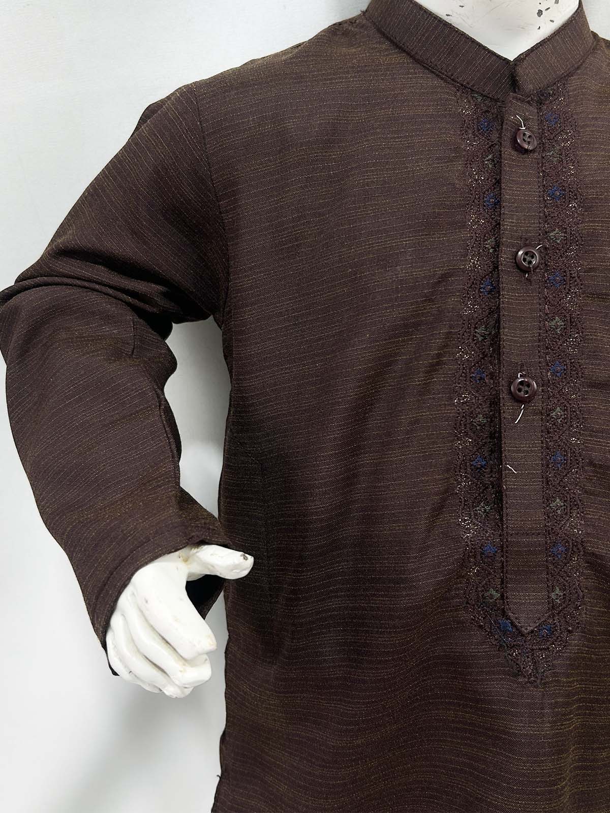 2Yrs - 8Yrs Brown Kameez Shalwar Suit For Boy AM BKS210
