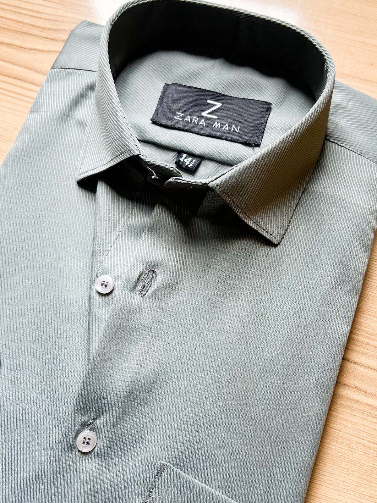 Green Self Textured Formal Dress Shirt For Men MFS571