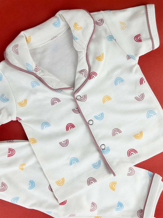 3Mth - 9Mth White Night Suit For Newborn NBS787