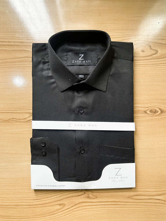 MFS588 Black Textured Formal Dress Shirt For Men