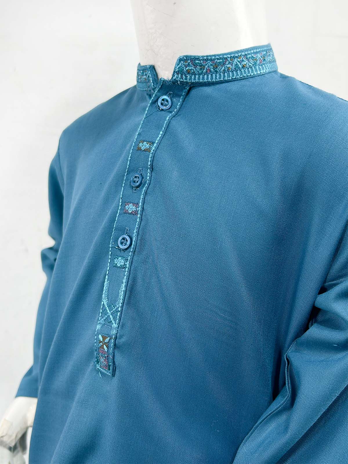 2Yrs - 17Yrs Sea Blue Kameez Shalwar Suit For Boys AM BKS170