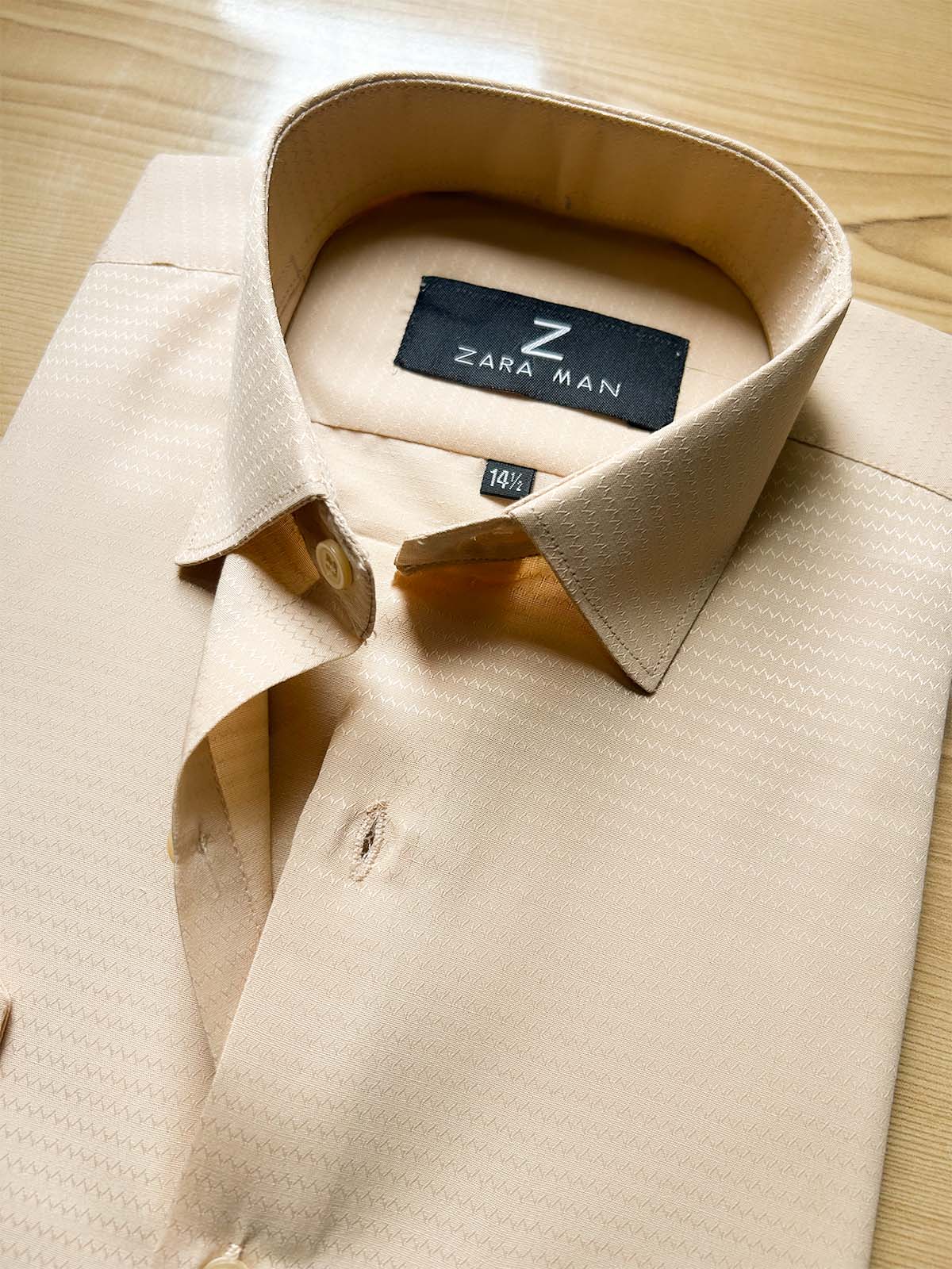 MFS598 Fawn Textured Formal Dress Shirt For Men
