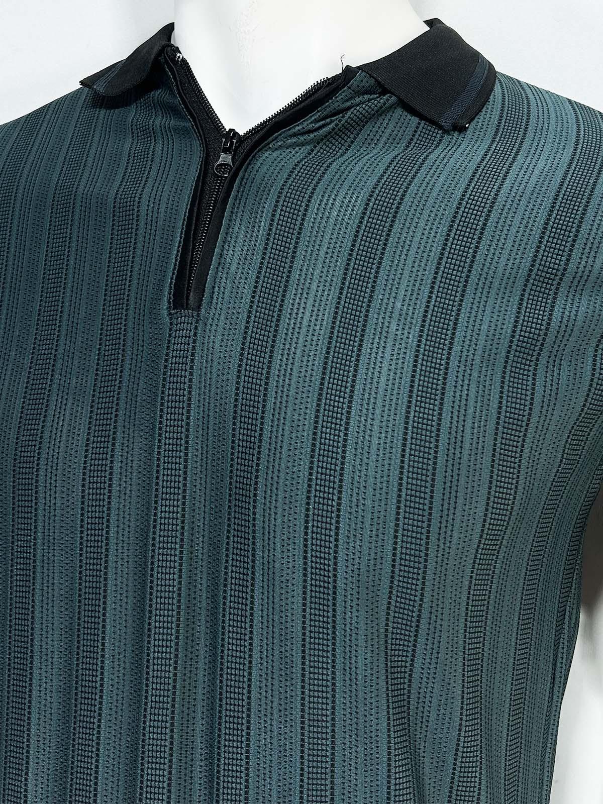 Green Striped Polo T-Shirt For Men MTS493