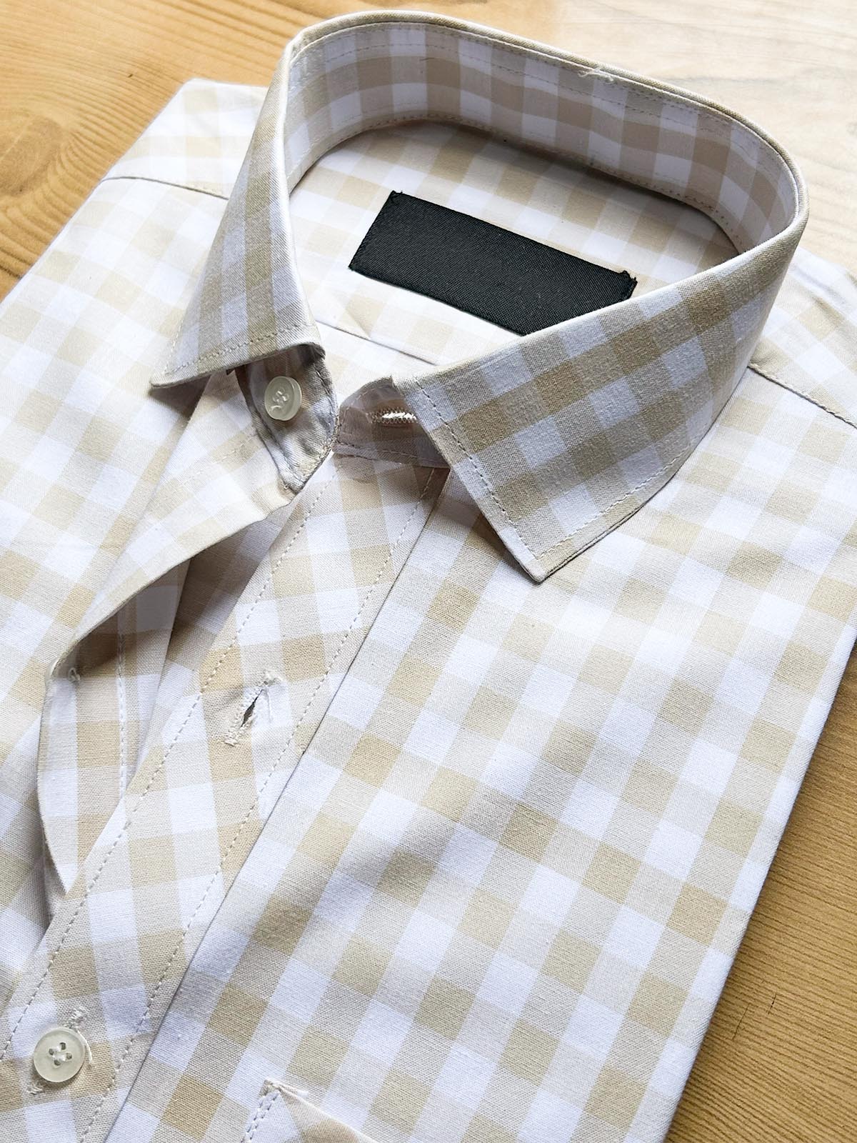 Beige Checks Formal Dress Shirt For Men MFS499