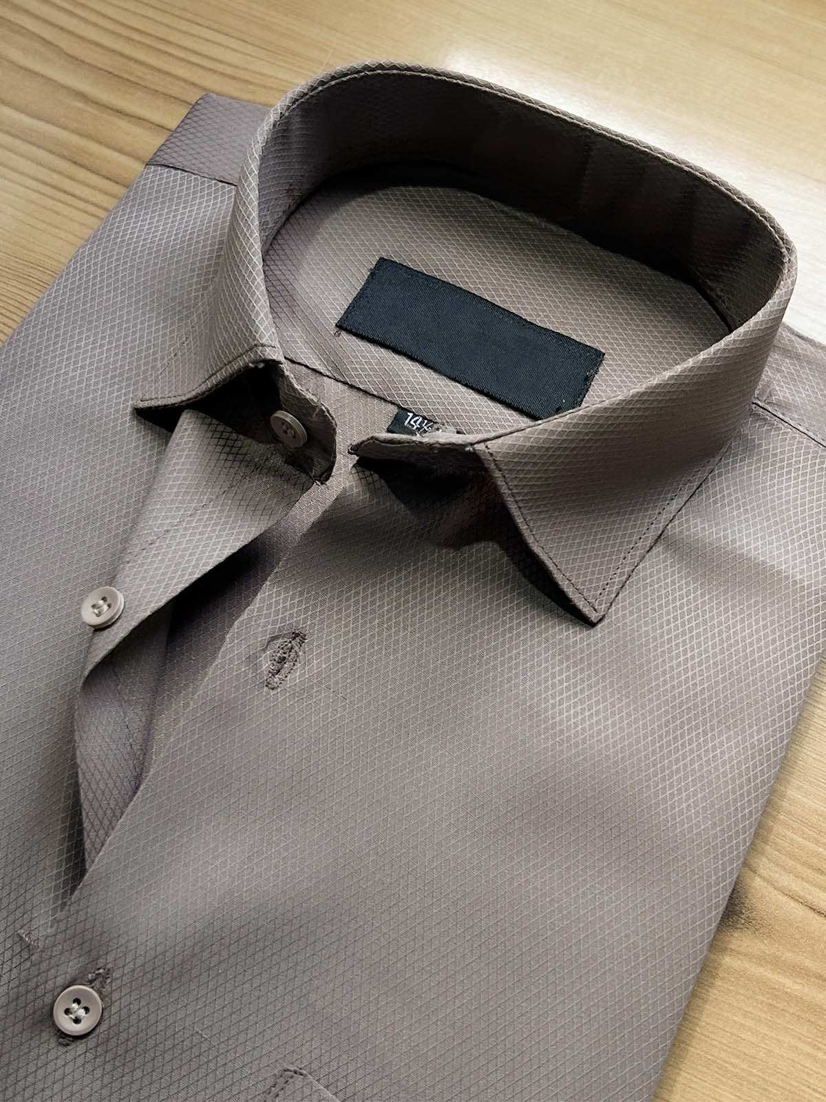 Brown Textured Formal Dress Shirt For Men MFS504