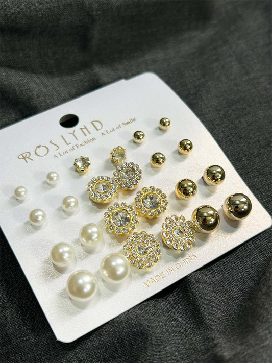 Pack Of 12 Multi Stud Earrings Set WGN36