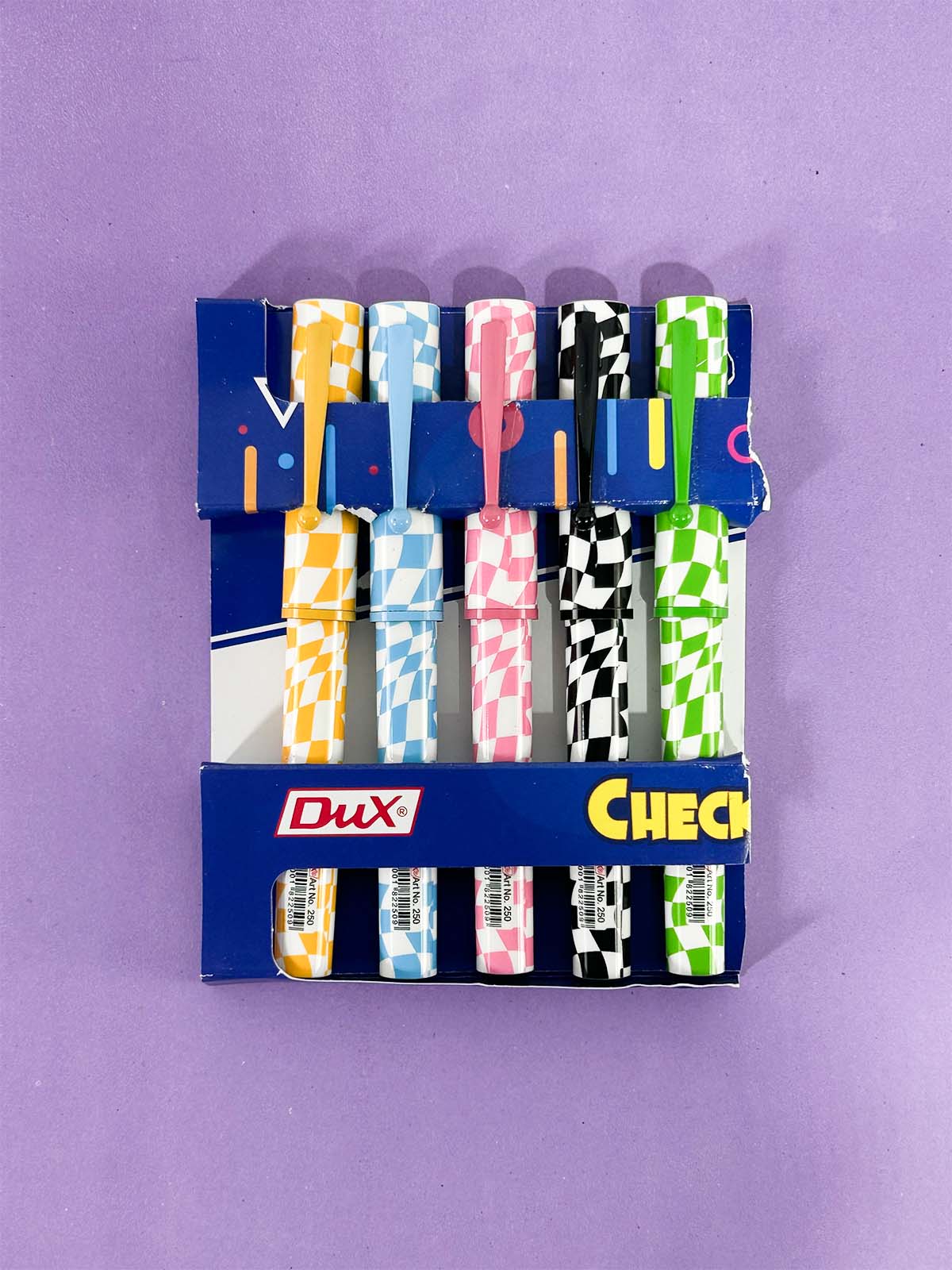 Pack Of 5 Multicolor Dux Checkered Ink Pen DX-250 PB240